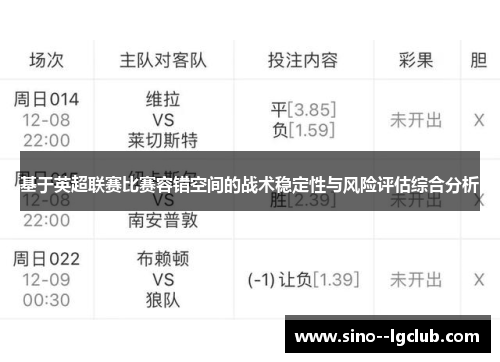 基于英超联赛比赛容错空间的战术稳定性与风险评估综合分析
